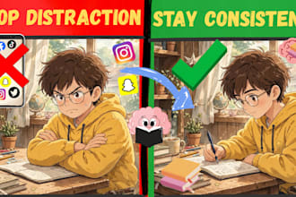 design asthetic anime study thumbnail for your study vlogs and channel