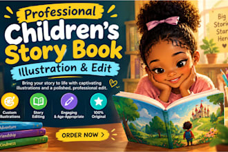 do children story book illustration and edit your short story