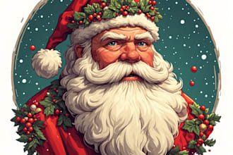 draw a professional santa claus illustration