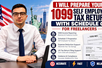 prepare your 1099 self employed tax return with schedule c for freelancers