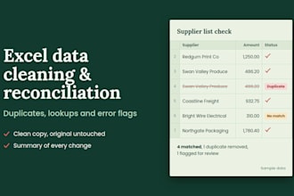 clean, organise and reconcile your excel data