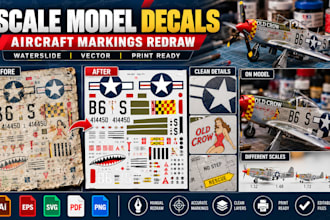 restore scale model decal sheet waterslide decal aircraft markings vector redraw