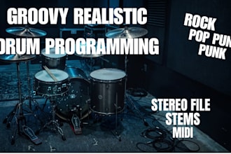 program natural, groovy midi drums for your rock or punk track