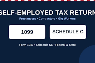 prepare your US self employed tax return with schedule c and 1099 income