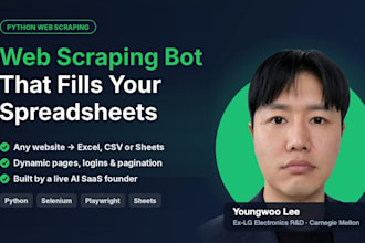 build a python web scraping bot with excel or google sheets export