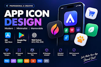 design or redesign a modern app icon for android and ios