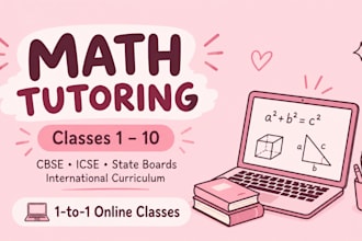 tutor math for students from classes 1 to 10