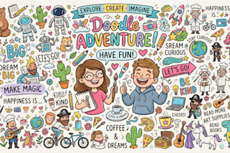 create a doodle illustration of people
