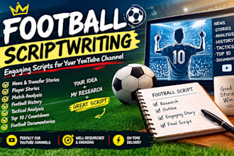 write engaging football youtube scripts with research and storytelling