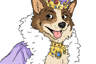 create a royal pet portrait in king or queen outfit