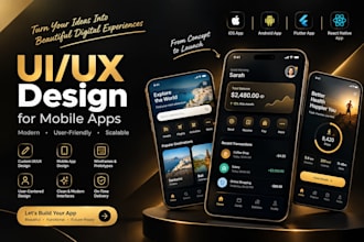 do UI UX design, mobile app, android app, ios app, flutter and react native app