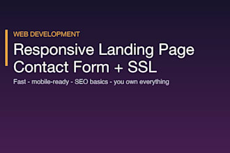 build a responsive landing page or business card website with contact form