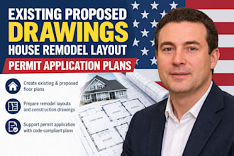 existing proposed drawings, house remodel layout, permit application plans