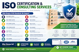 provide iso 9001, 14001, 45001, 27001, gmp and other iso compliance services