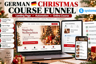 build german christmas course funnel, landing page and automation in systeme io