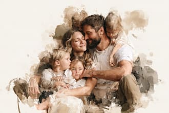 make watercolor family portrait