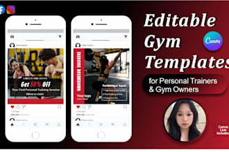 editable fitness , gym instagram templates