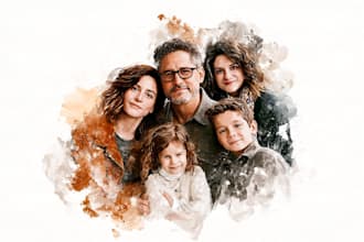 custom watercolor family portrait