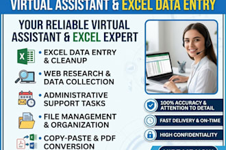 be your virtual assistant and excel data entry specialist