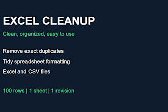 clean and format your excel spreadsheet and remove duplicates