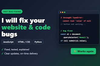 fix bugs in your website, javascript, java, typescript