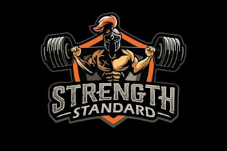 design a powerful warrior strength logo for your brand
