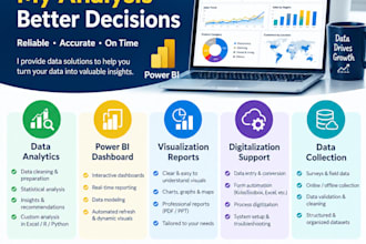 do data analysis, power bi dashboards and digitalization solutions