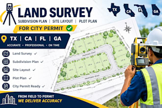 tx ca fl ga land survey subdivision plan site layout plot plan for city permit