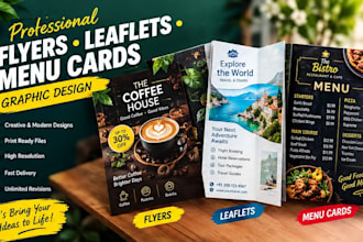 design professional flyers, leaflets, and menu cards for your business