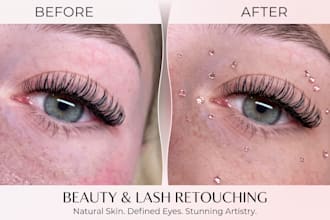 retouch beauty photos for lash, brow, and makeup artists