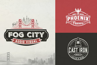 create vintage retro monoline logo and badge design