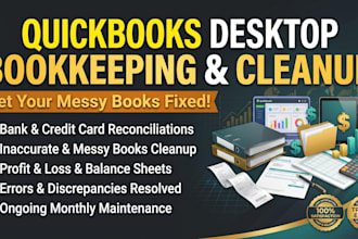 quickbooks, bookkeeping, bank reconciliation, and cleanup