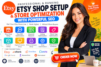 do etsy shop setup, etsy store setup and etsy SEO