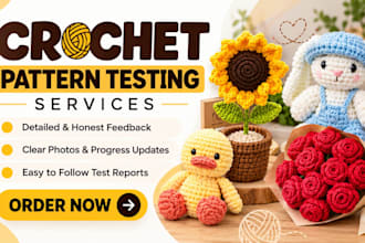 test your crochet patterns for garments, blankets, toys, bags, and accessories