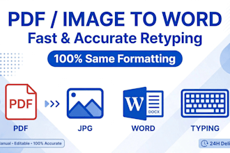 retype PDF to word in 24 hours, fast and accurate