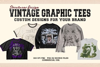 create retro vintage graphic tee designs