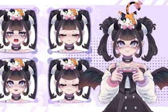 design a custom pngtuber model character for streaming in anime style