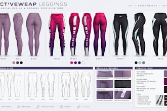 create apparel tech packs for leggings, gymwear and fitness clothing