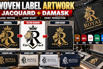 vectorize logo into woven label, jacquard damask artwork, loom ready vector file