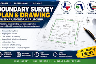 provide texas florida california licensed surveyor stamp for boundary survey