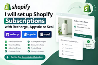 setup shopify subscriptions with recharge, appstle or seal