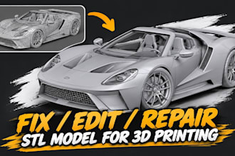 repair stl file, convert or fix mesh, stp, dxf, dwg, iges, 3mf file for printing