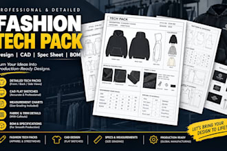 fashion tech pack design apparel tech pack cad streetwear clothing fashion store