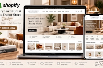 design a luxury furniture shopify website home decor store dropshipping store