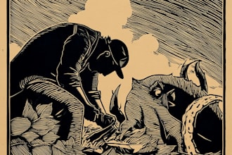 create a true woodcut or linocut illustration