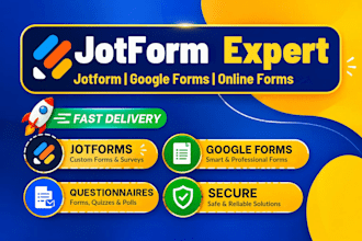 create online form using jotform, google form, type form, survey, questionnaires