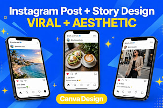 design modern aesthetic instagram post and facebook story in canva
