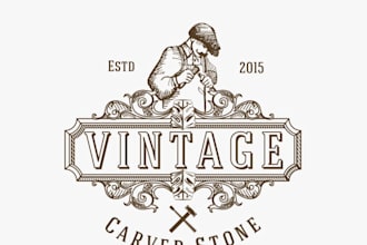 do hand drawn retro vintage logo design for business