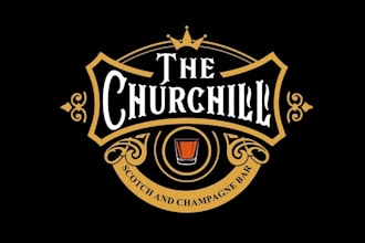 design a sophisticated logo for a scotch and champagne bar