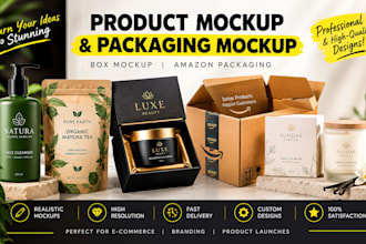 create product mockup, packaging mockup, box mockup and amazon packaging